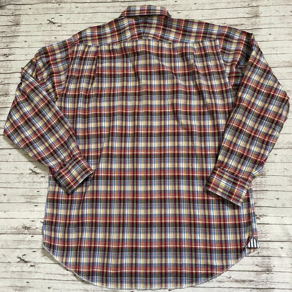 McKenzie Tribe Mens Plaid Button Down Long Sleeve Shirt Size  Large/ L Red Blue - Picture 6 of 7